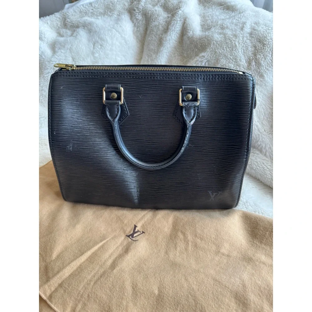 Louis Vuitton Noir Epi Speedy 25 Bag